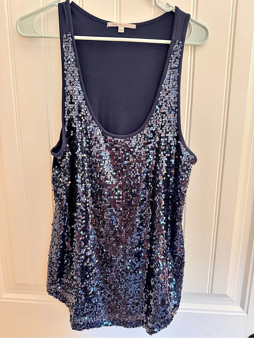 Gap sequined tank navy Blue XL Like New